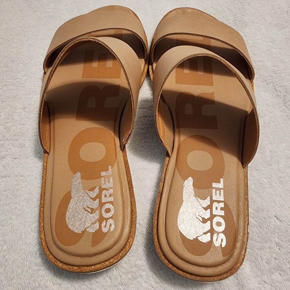 Sorel Ella II Slide Honest Beige 7.5 with box